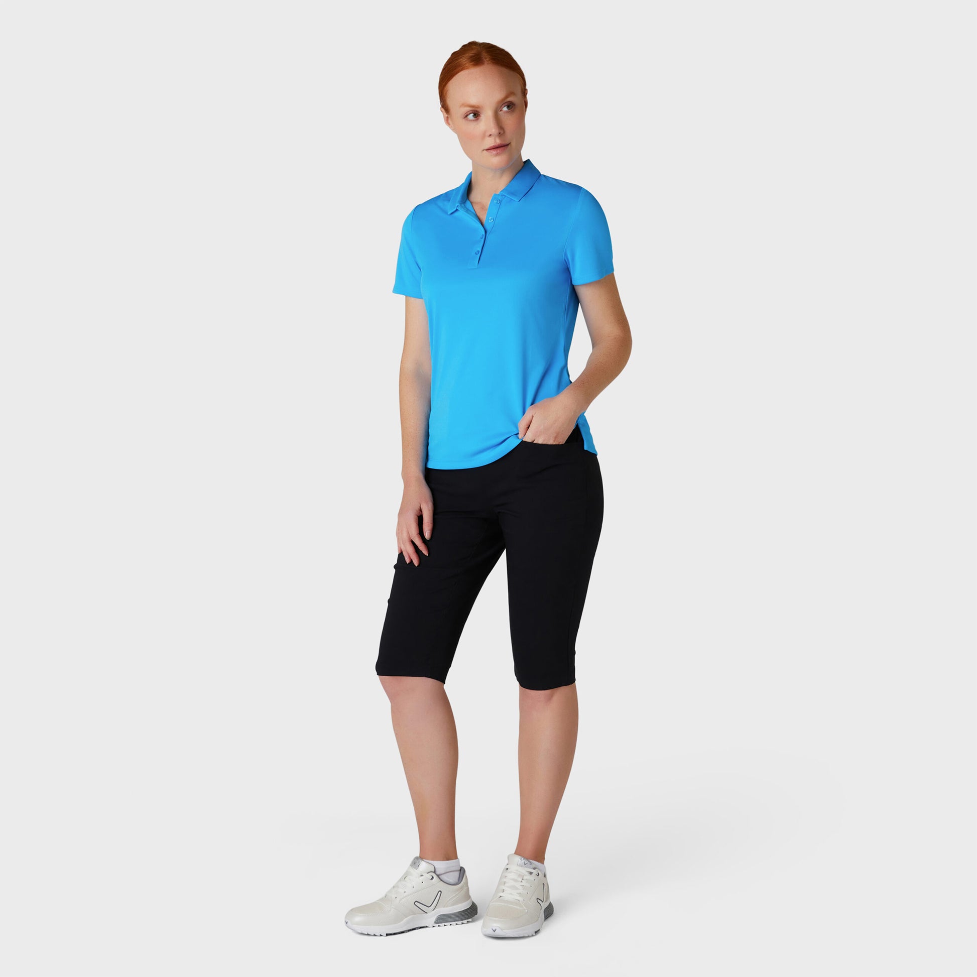 Callaway Ladies Spring Break Blue Short Sleeve Polo with UV Block Protection