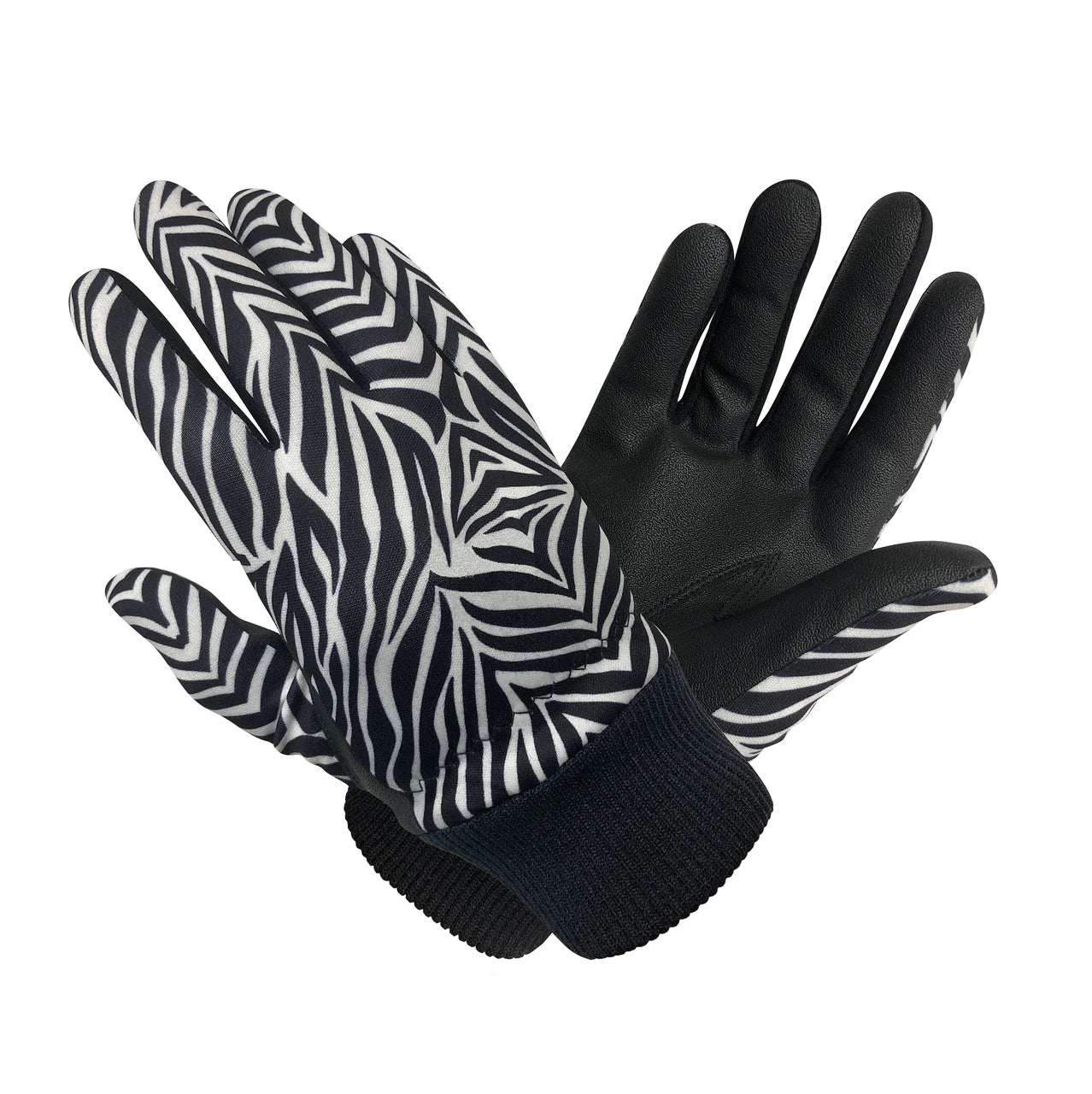 Surprizeshop Ladies Polar Stretch Thermal Glove in Black Zebra Print
