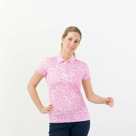 Pure Golf Ladies Cap Sleeve Polo in Candy Pebble Print