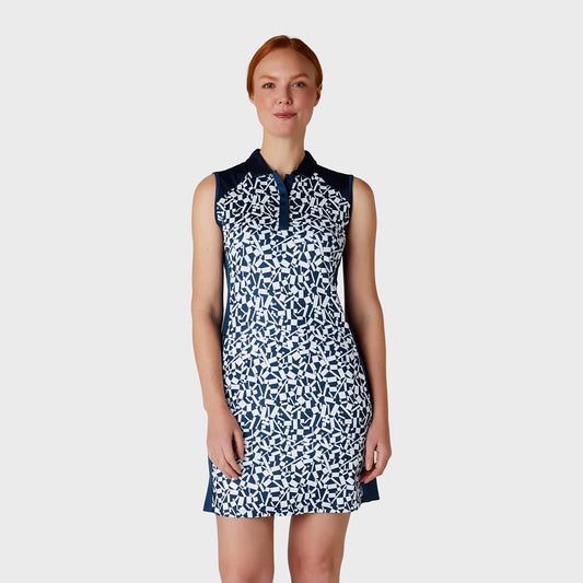 Callaway Ladies Two Tone Geometric Print Sleeveless Golf Dress