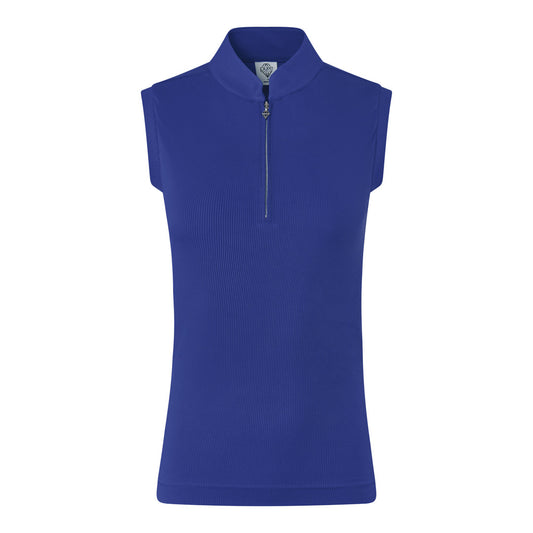 Pure Golf Ladies Sleeveless Zip Neck Top in Bluebell