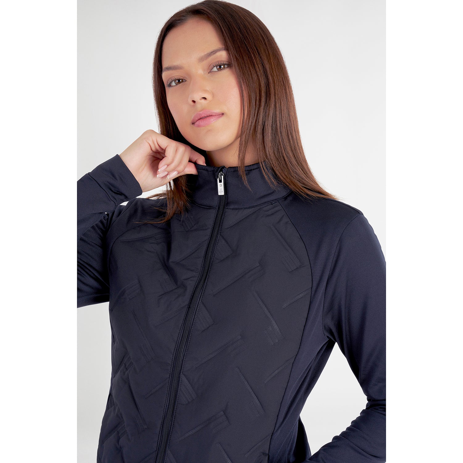 Green Lamb Womens Hybrid Jacket with Debossed Linear Pattern