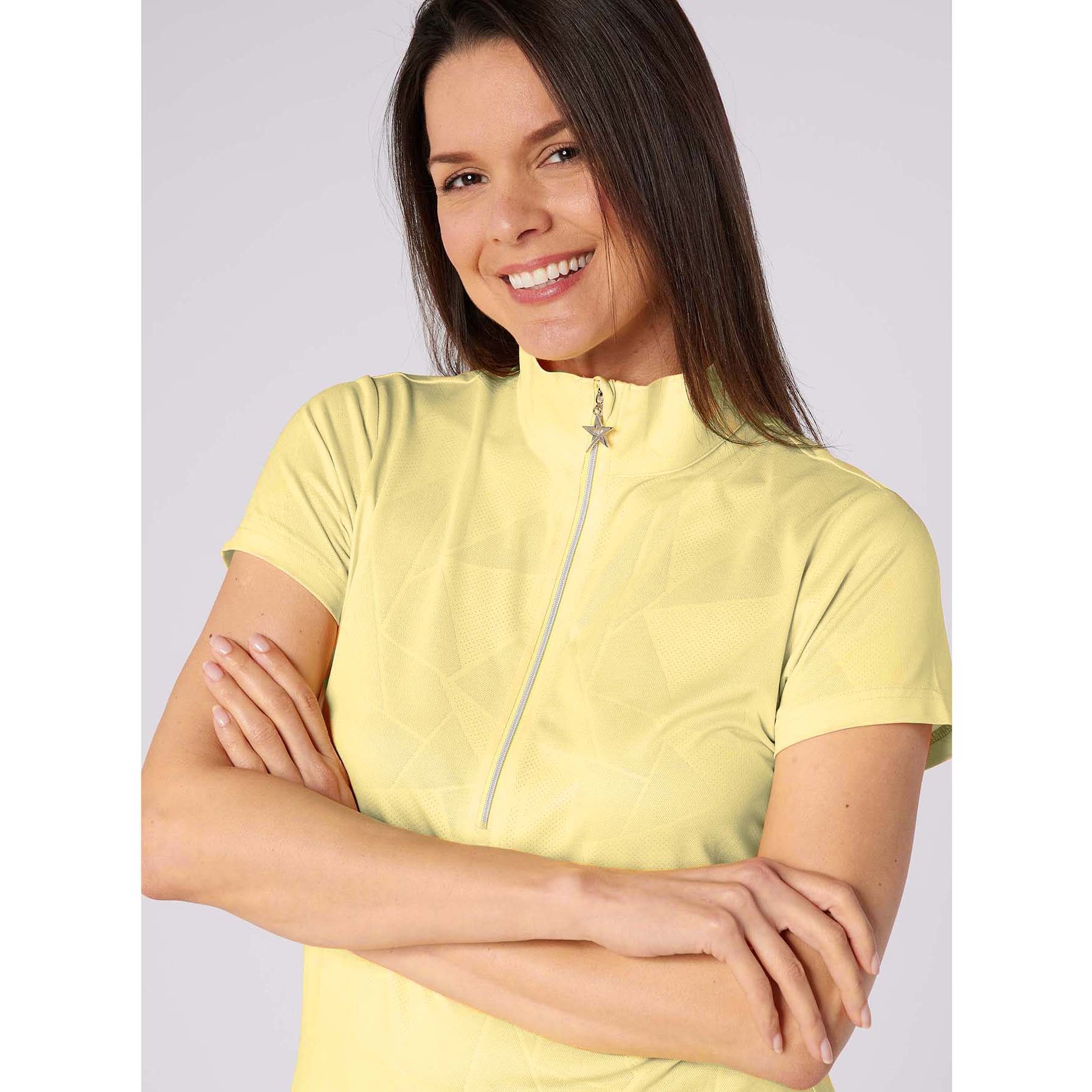 Swing Out Sister Embossed Ladies Polo with Zip Neck – A Stylish Staple for Every Season