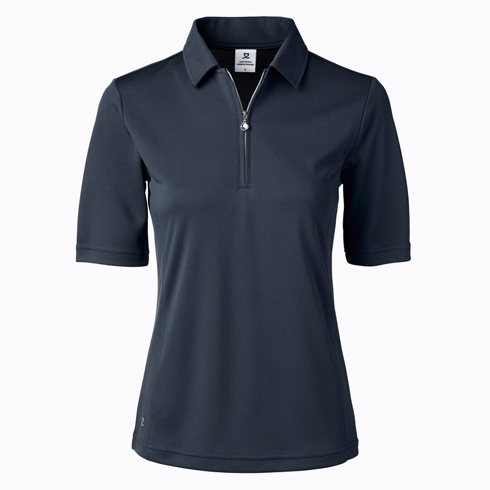 Daily Sports Ladies Half Sleeve Polo with Zip-Neck in Navy