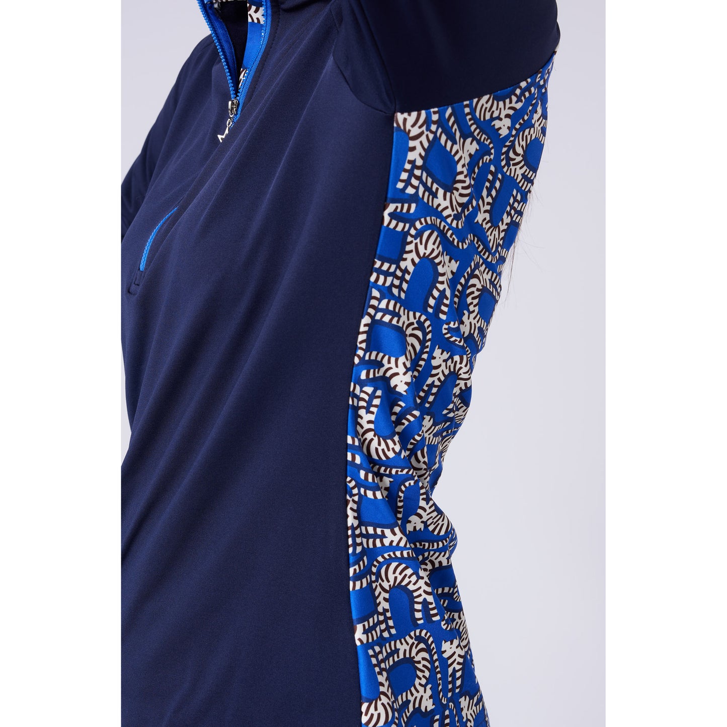 Swing Out Sister Ladies Brushed Backed 1/4 Zip Top with Printed Back Panel