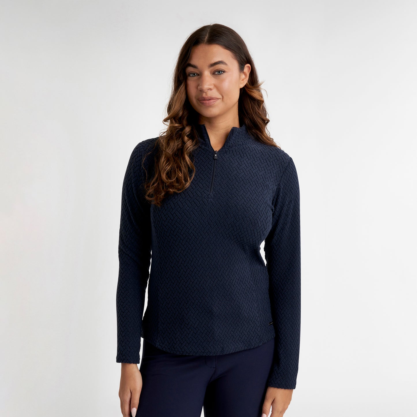 Green Lamb Ladies Textured Fleece 1/4 Zip Top in Navy