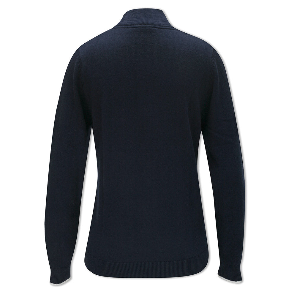 Glenmuir Ladies Navy Blue Golf Sweater with Pointelle Heart Stitch Design