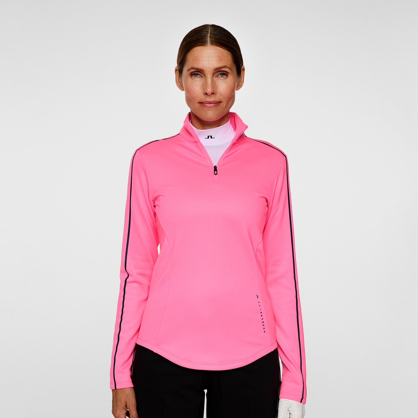 J.Lindeberg Ladies Zip-Neck Mid-Layer with Stripe Detailing