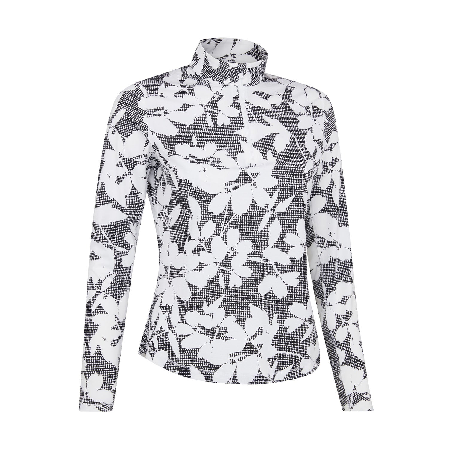 Callaway Ladies Sun Protection Top in Black and White Abstract Floral Print