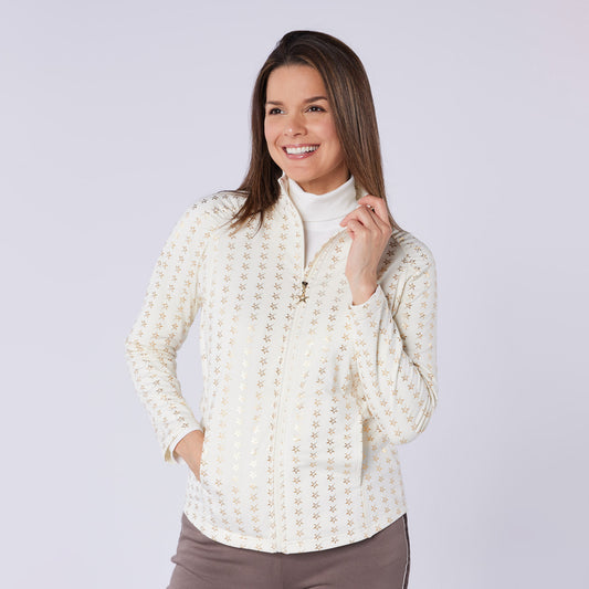 Swing Out Sister Ladies Brushed-Backed Full-Zip Mid Layer with Star Print
