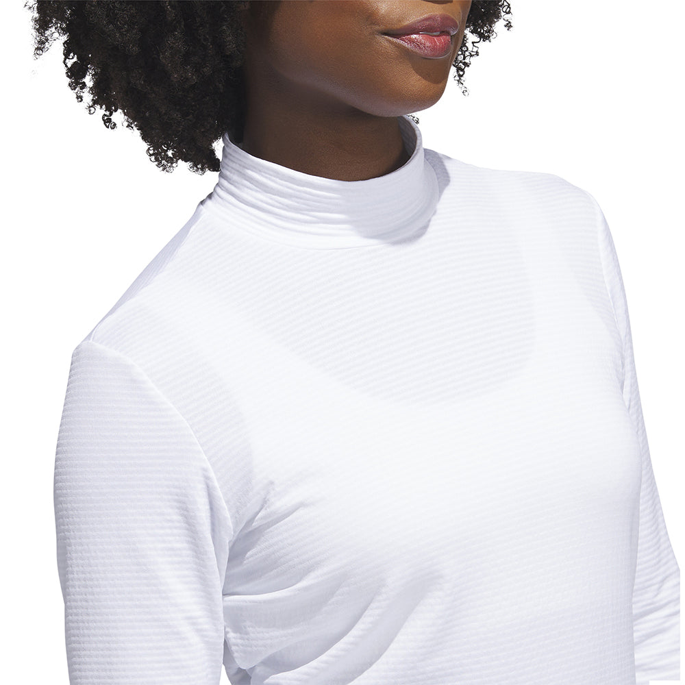 adidas Ladies Long Sleeve Golf Top with Mock Neck in White