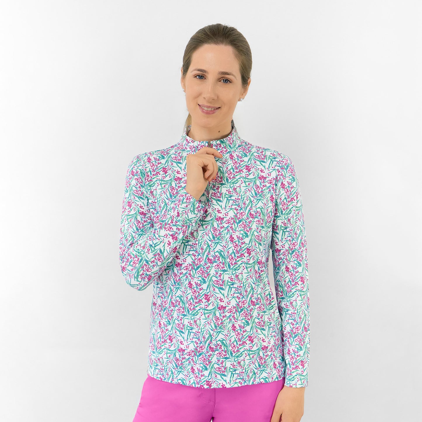Pure Ladies Long Sleeve Top in Botanical Print for Effortless Style & All-Day Comfort