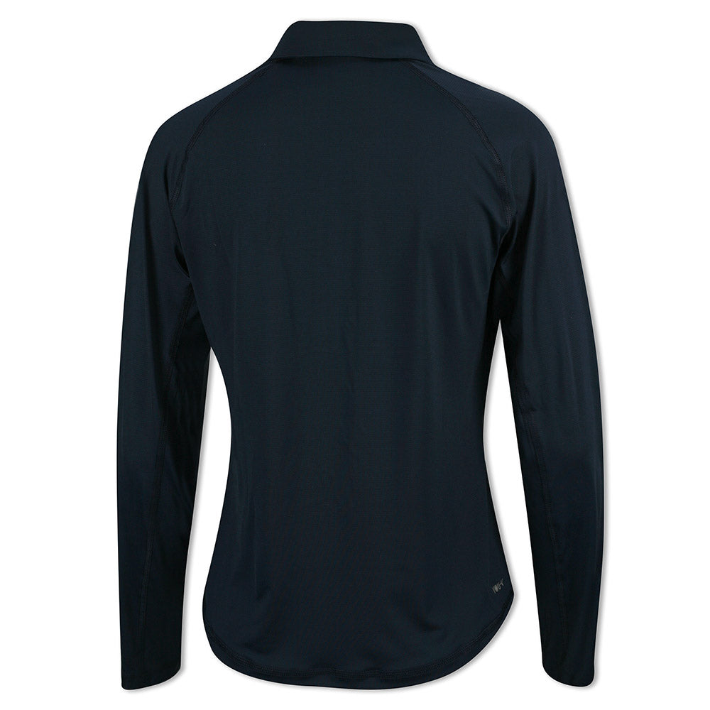 Puma Golf Ladies Long Sleeve Polo in Deep Navy with Tonal Stripe