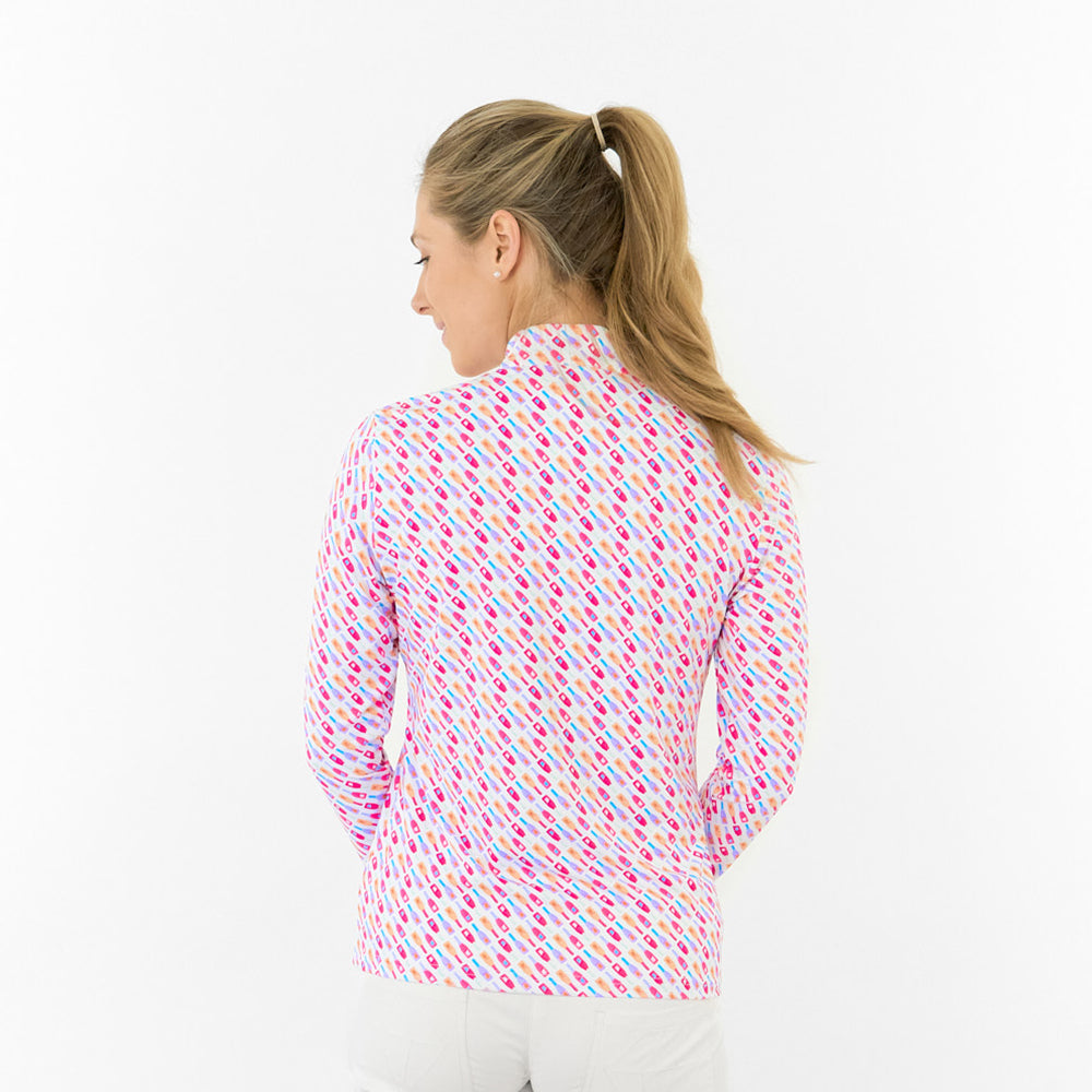 Pure Ladies Long Sleeve Top in Fun Bottle Print