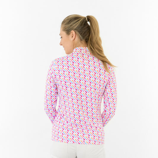 Pure Ladies Long Sleeve Top in Fun Bottle Print