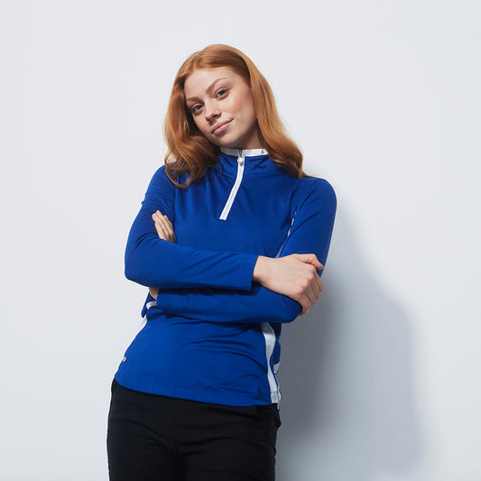 Daily Sports Ladies Mid-Layer Zip Neck Top in Spectrum Blue - Last One Large Only Left