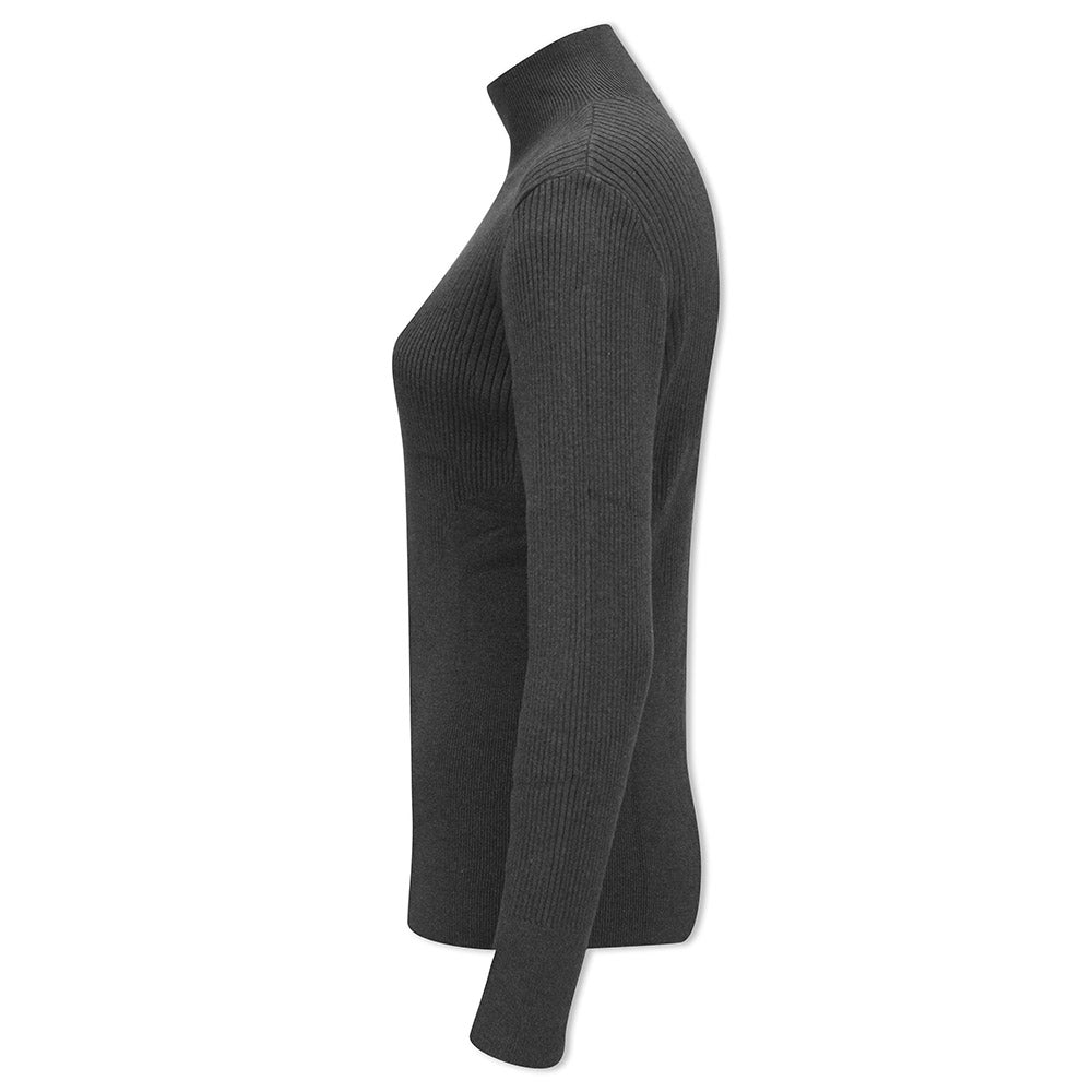 Callaway Golf Ladies High Mock Neck Ribbed Sweater in Charcoal Grey