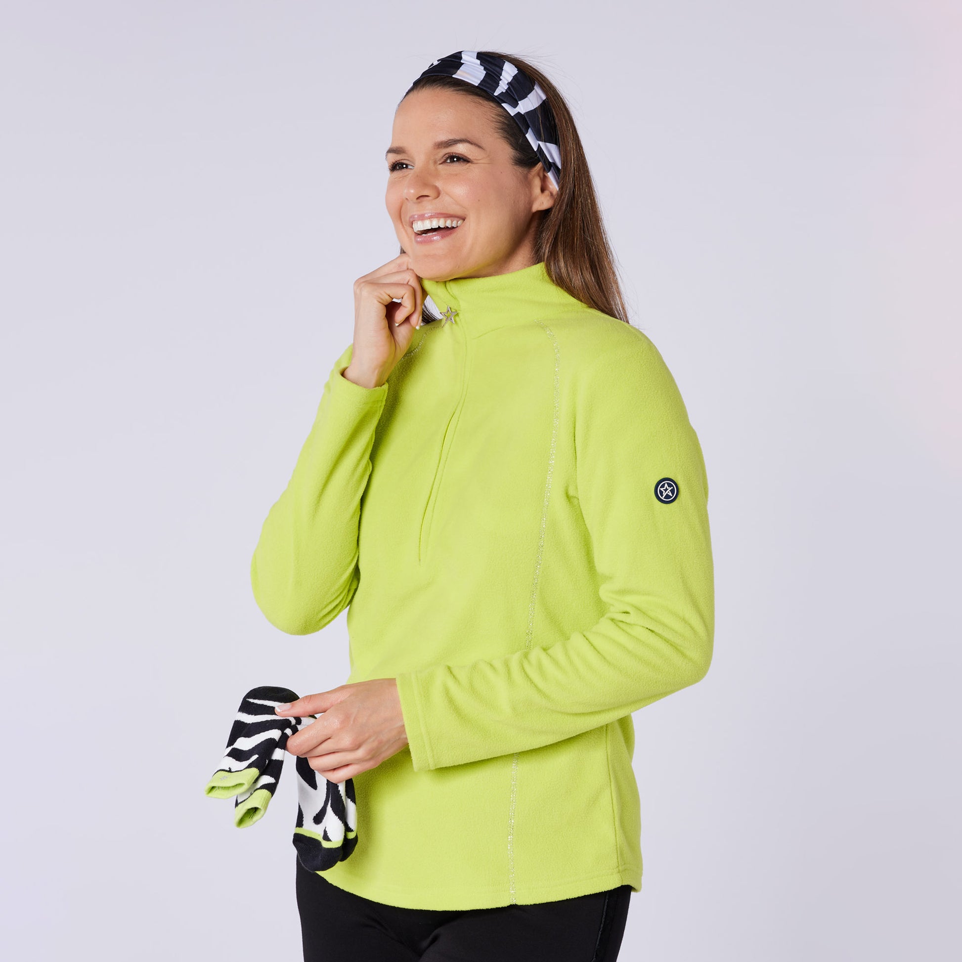 Swing Out Sister Ultra-Soft 1/4 Zip Fleece with Silver Thread Contour Seams