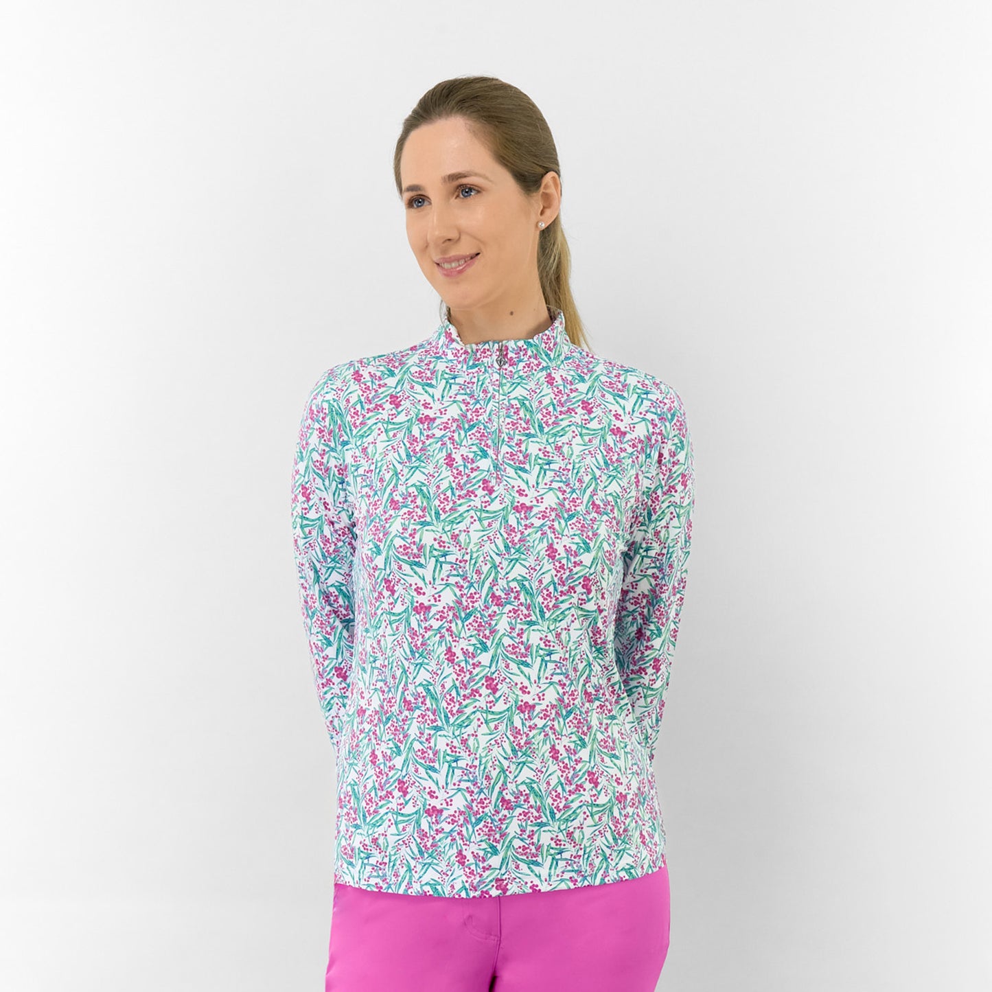 Pure Ladies Long Sleeve Top in Botanical Print for Effortless Style & All-Day Comfort