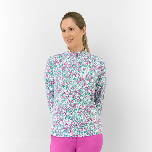 Pure Ladies Long Sleeve Top in Botanical Print for Effortless Style & All-Day Comfort