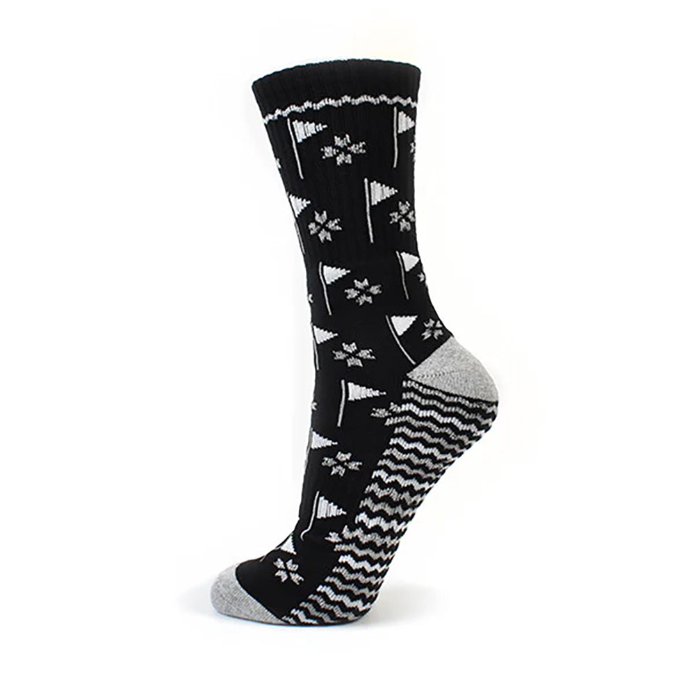 Surpizeshop Ladies Black Crew Golf Flag Socks