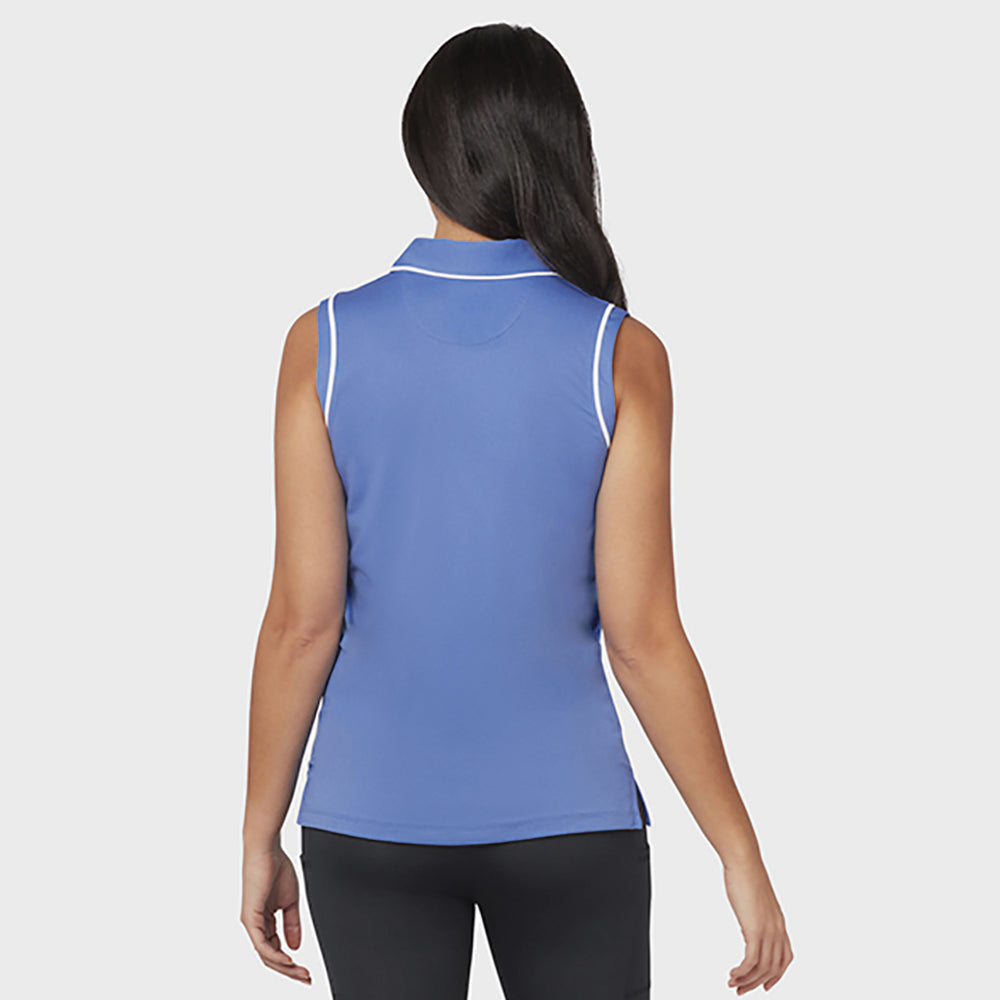 Original Penguin Ladies Piped Sleeveless Polo in Blue Tattoo