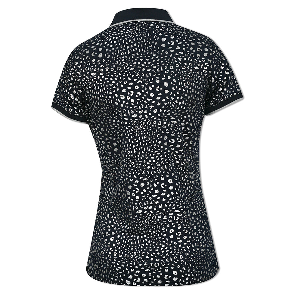 Glenmuir Short Sleeve Polo with SPF50 in Navy & Silver Animal Print