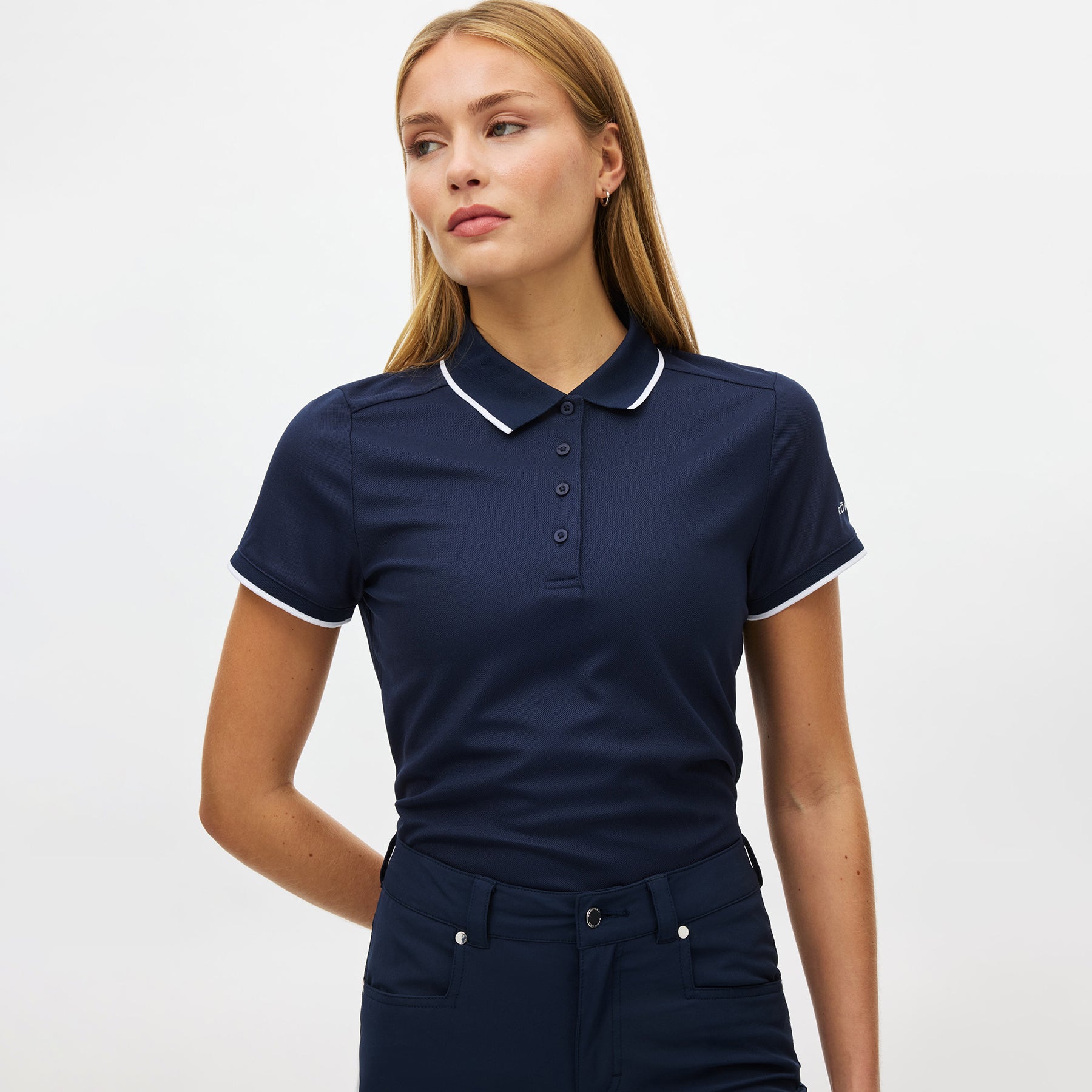 Rohnisch Ladies Classic Polo Shirt with Contrast Trim in Navy- Lightweight Comfort for All-Day Ease