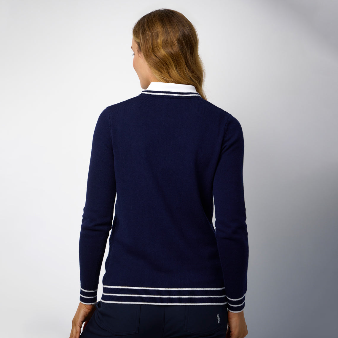Glenmuir Ladies Navy Merino Blend Sweater for Luxurious Softness & Effortless Performance