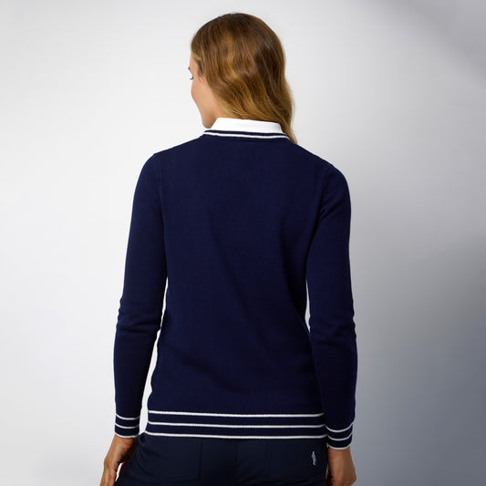 Glenmuir Ladies Navy Merino Blend Sweater for Luxurious Softness & Effortless Performance