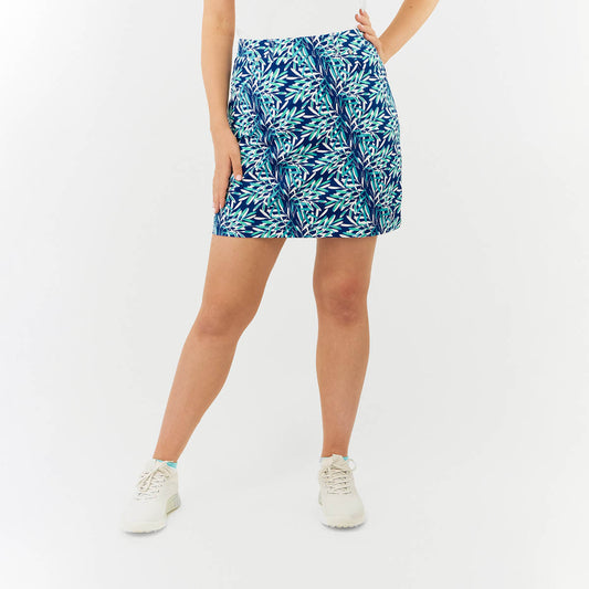 Pure Golf Ladies Skort with Side Zip in Palm Print Design