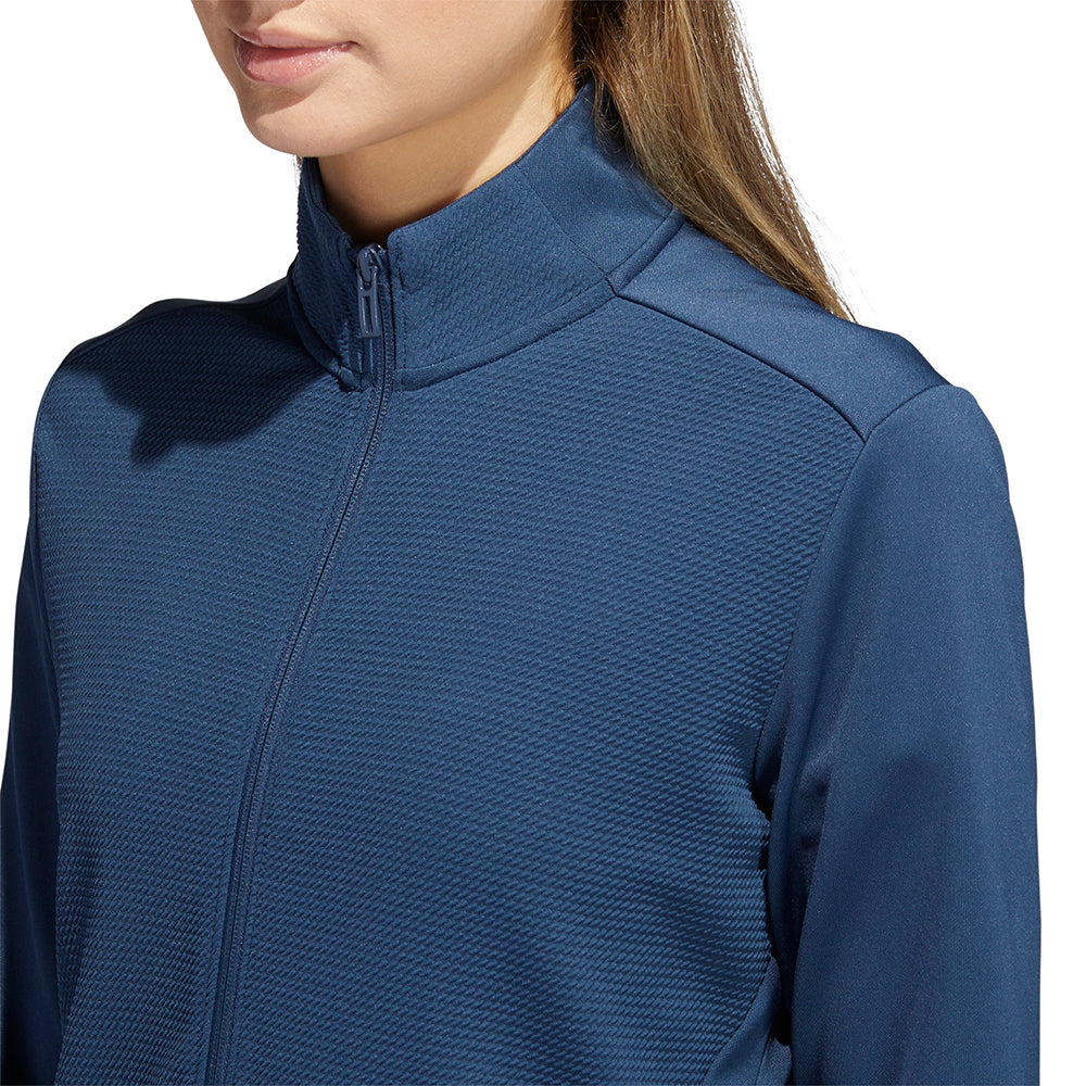 adidas Ladies Lightweight Textured Jersey Golf Jacket in Crew Navy