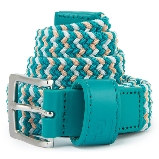 FootJoy Ladies Elasticated Braided Belt for Colourful Stretch Style with Neat Faux Leather Detail