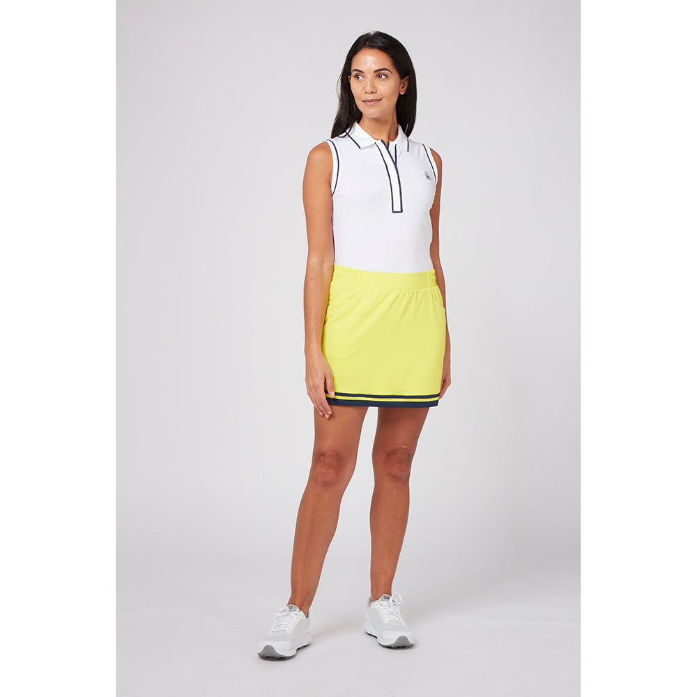 Original Penguin Ladies Piped Sleeveless Polo in Bright White - Last One Large Only Left