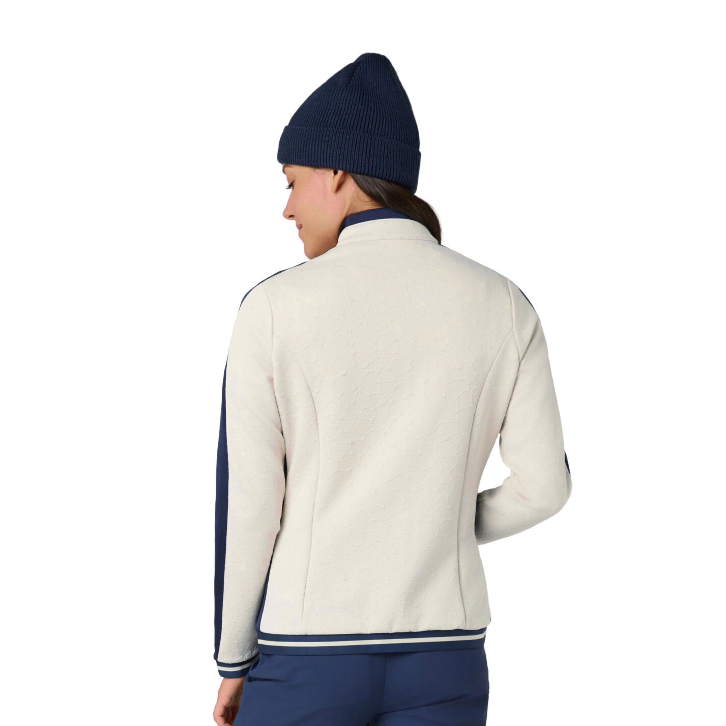 Original Penguin Ladies Floral Embossed Jersey Jacket with Navy Contour Panels