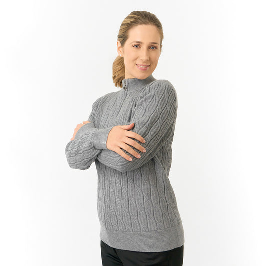 Pure Golf Ladies Quarter Zip Cable Knit Lined Sweater