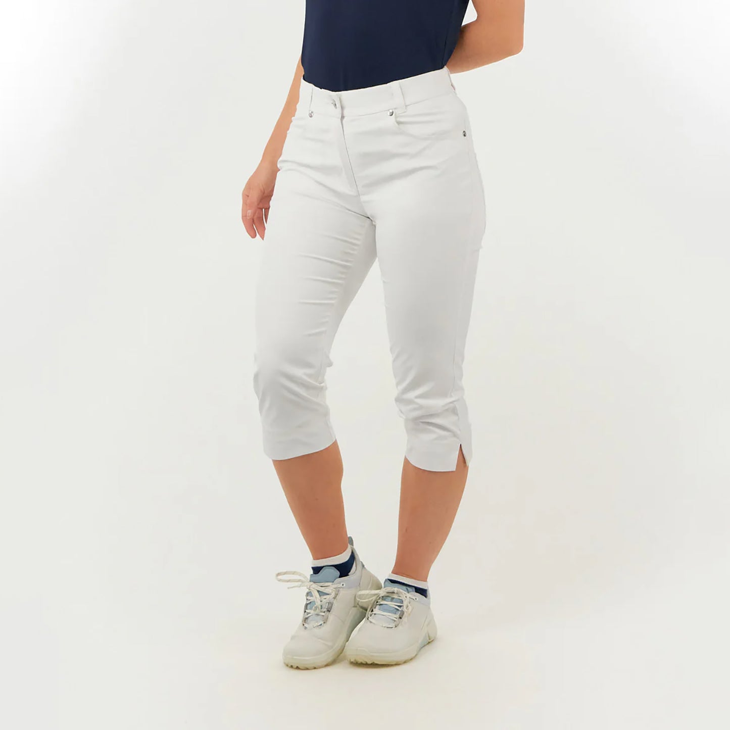 Pure Golf Ladies Stretch Capri in White