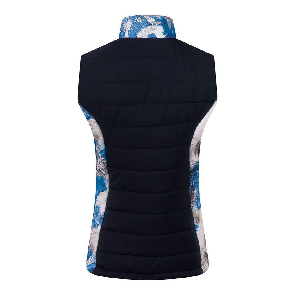 Pure Golf Ladies Patterned Gilet in Navy and Stone Canvas