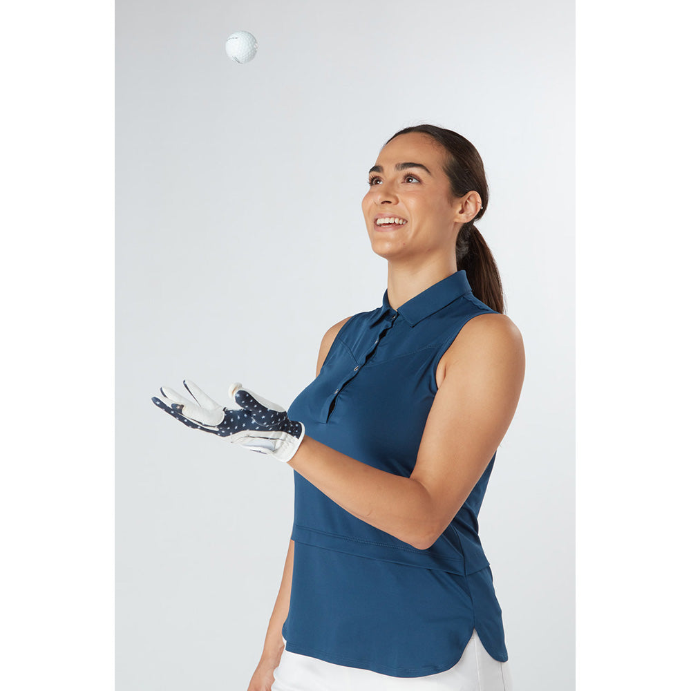 Swing Out Sister Sleeveless Golf Polo in Atlantic Blue