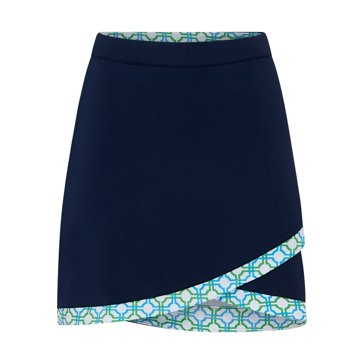Swing Out Sister Women's Navy Pull-On Scalloped Skort with Dazzling Blue and Emerald Trim