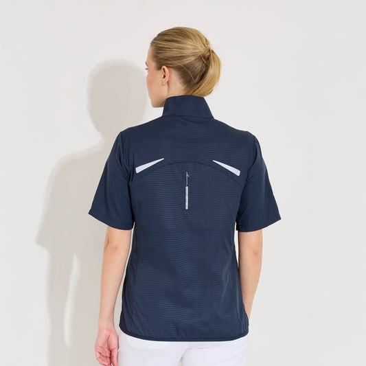 Abacus Ladies Half-Sleeve Stretch Wind Shirt in Navy - Ultra-Lightweight & Weather-Ready