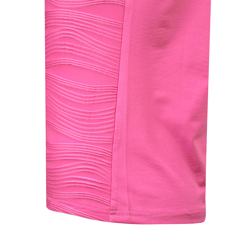 Pure Ladies Textured Wave Print Sleeveless Polo Shirt in Azalea Pink