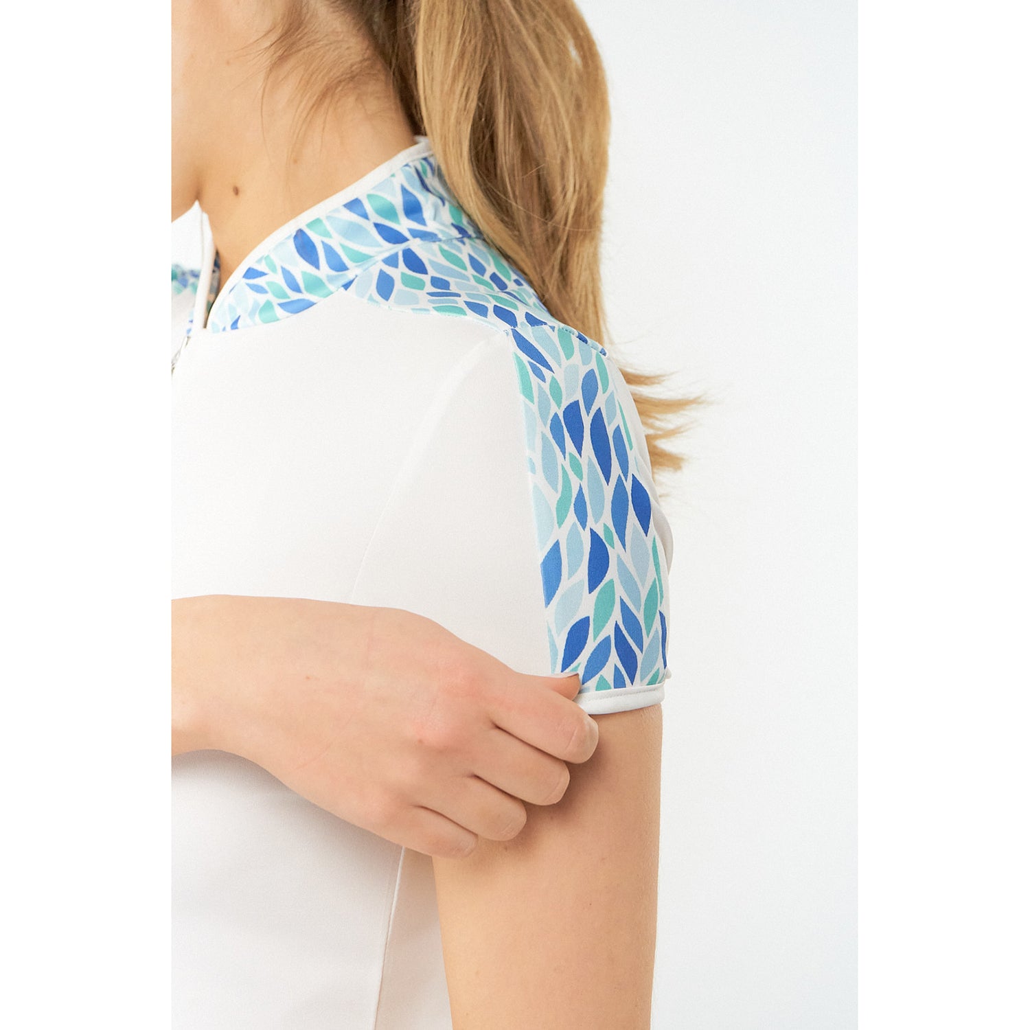 Pure Ladies Willow Leaf Print Cap Sleeve Golf Polo Shirt