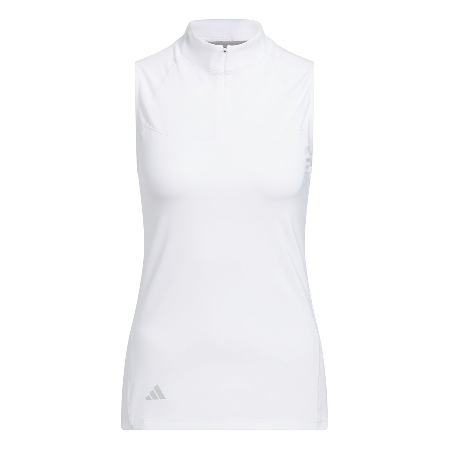 adidas Golf Ladies Sleeveless Zip-Neck Polo with Mesh-like Panels