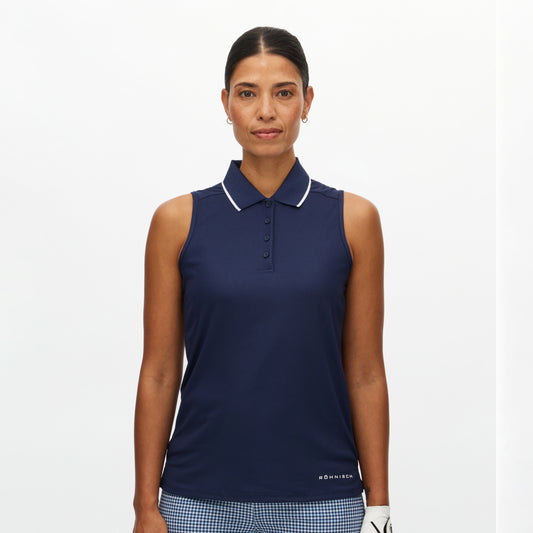 Rohnisch Ladies Sleeveless Polo in Navy - Soft, Lightweight Comfort for All-Day Ease