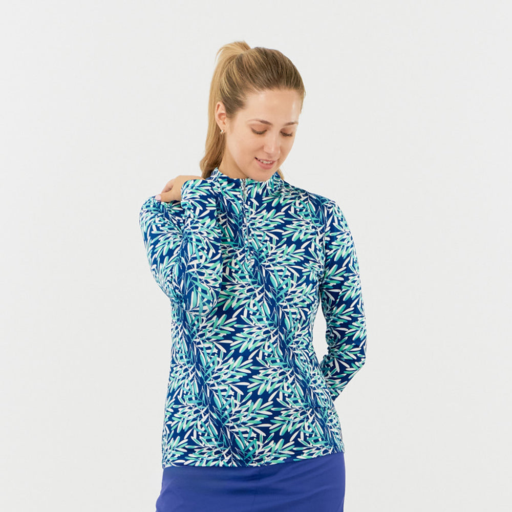 Pure Ladies Long Sleeve Top in Palm Print 