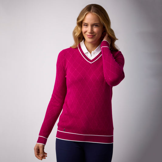 Glenmuir Ladies Jacquard Knit Sweater - Soft, Breathable Comfort 