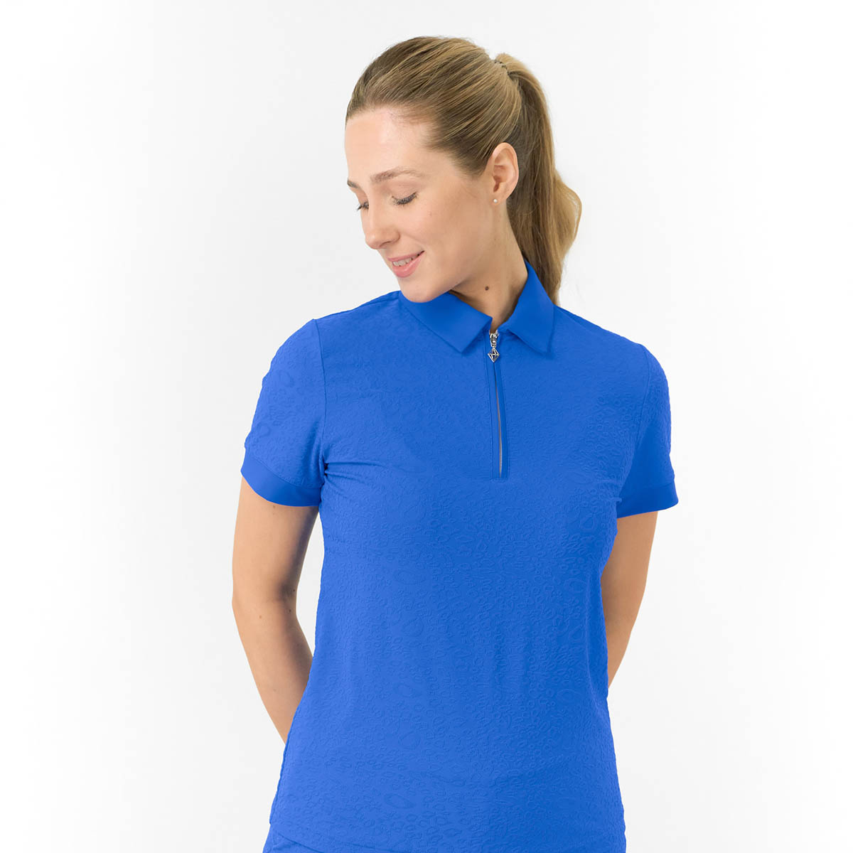 Pure Golf Ladies Subtle Jacquard Print Short Sleeve Polo