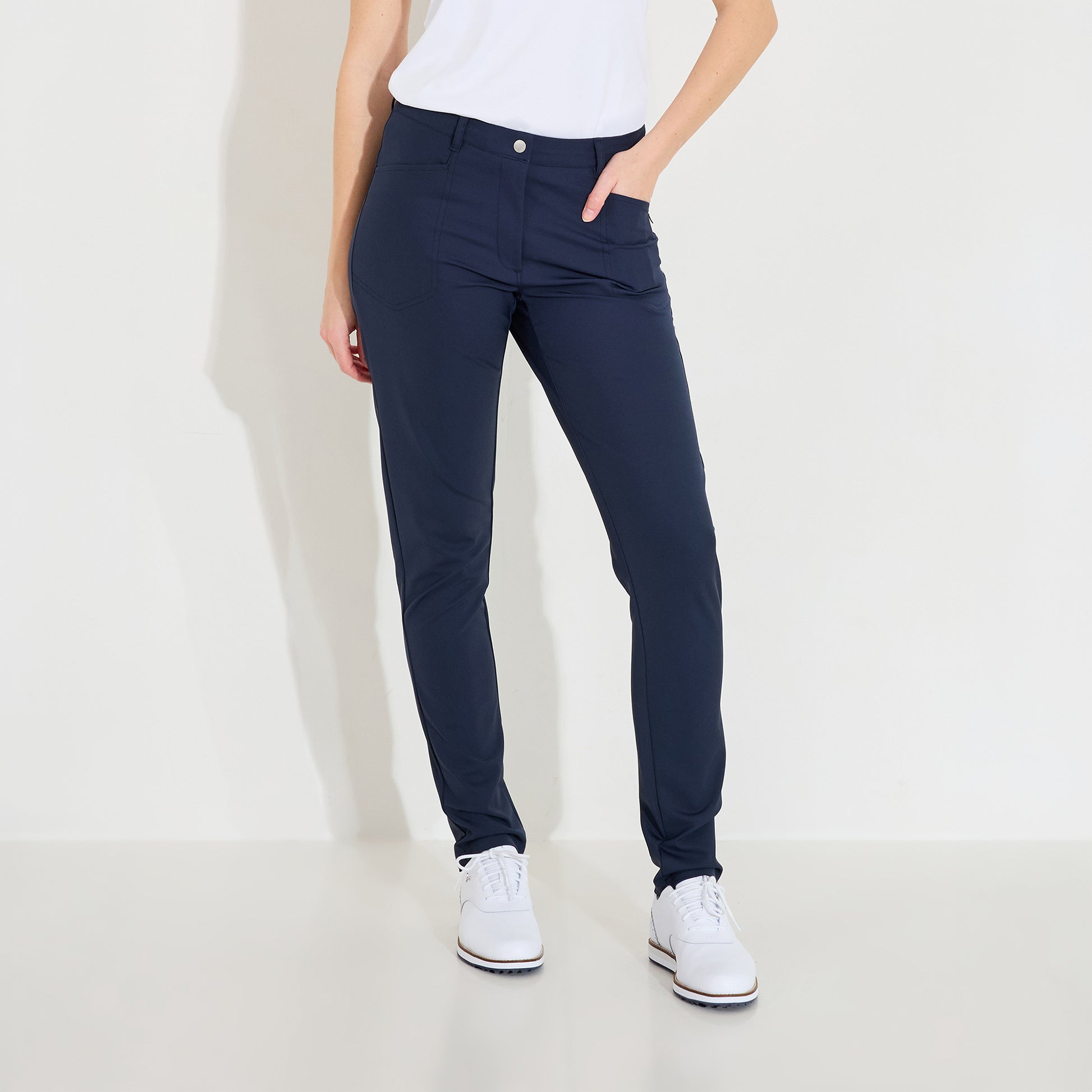Abacus Ladies Elite Mid Waist Trousers in Navy