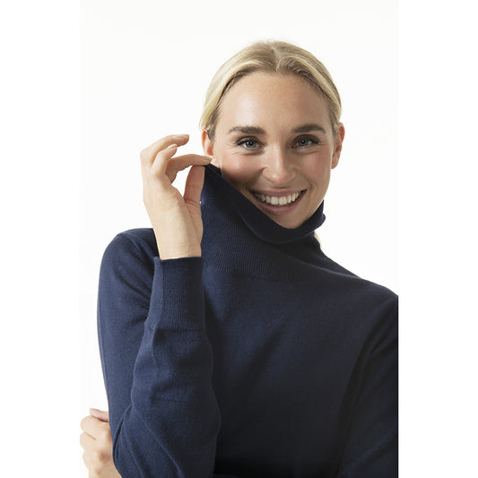 Daily Sports Ladies Roll-Neck Sweater in Navy - Last One Large Only Left